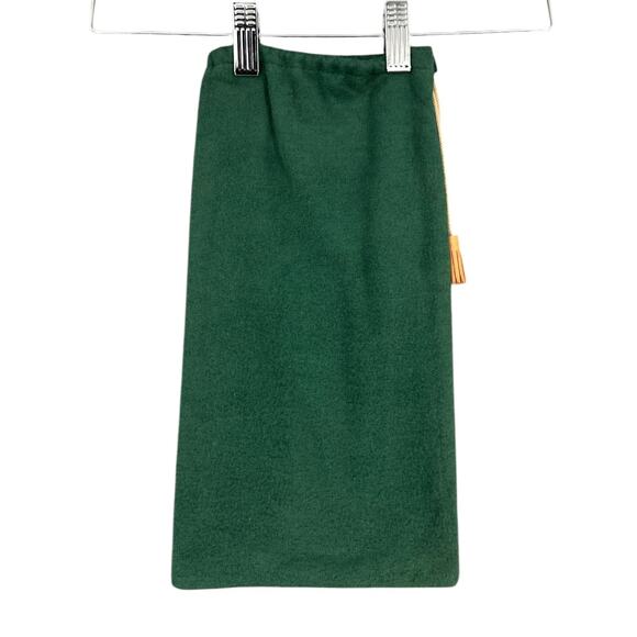 Ralph Lauren Dark Green Drawstring Closure Leather Tassel‎ Detail Pouch Bag - Picture 2 of 5